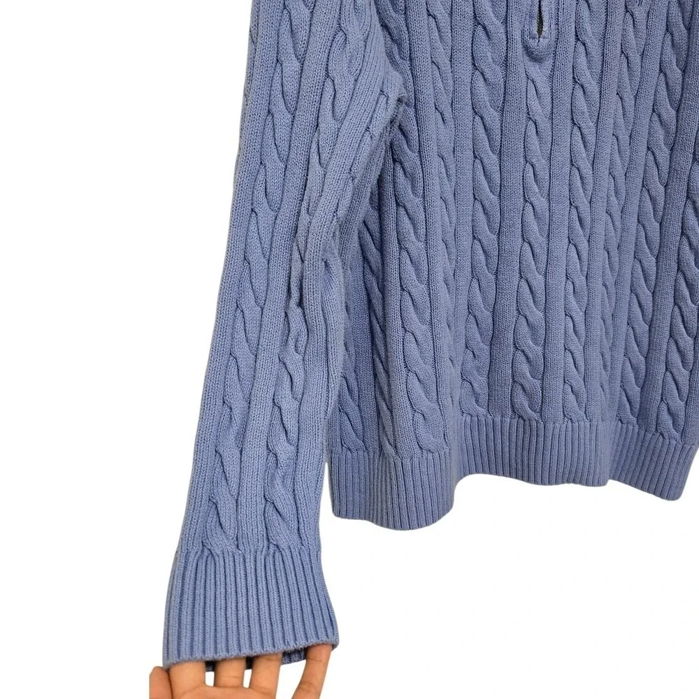 Polo Ralph Lauren Cable Knit Quarter Zip Sweater Mens XXL Blue Cotton Preppy